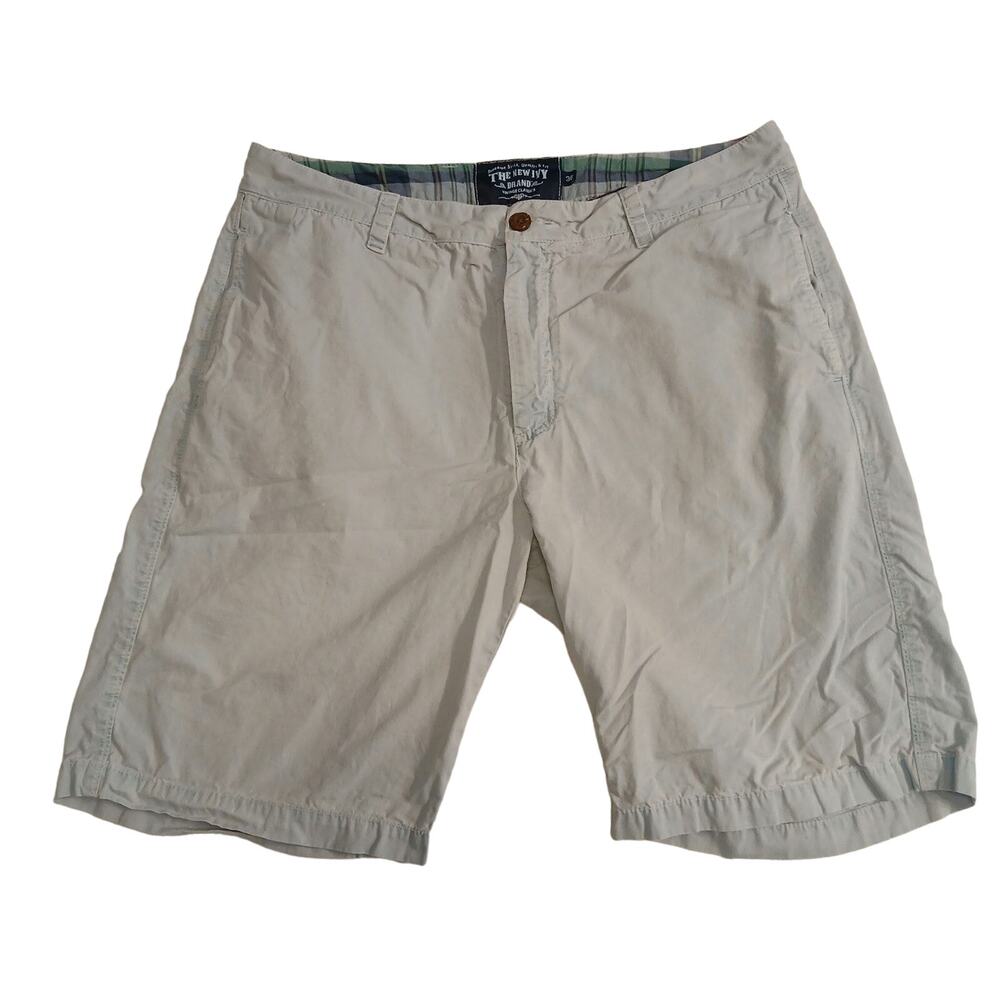 Mens 36 The New Ivy Brand Chino Shorts sz 36 10" Inseam Light Blue Flat Front